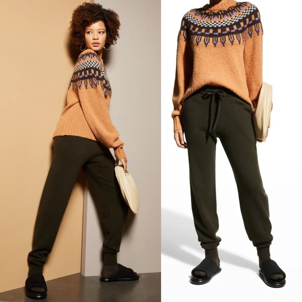 A.L.C. Spense Tie Waist Wool Cashmere Joggers Pants Size S Army Green NEW $395